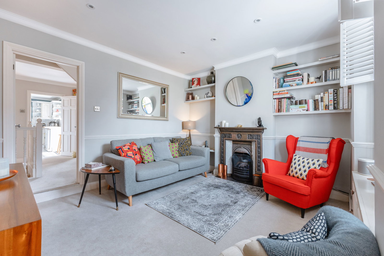 Principal reception room with fireplace