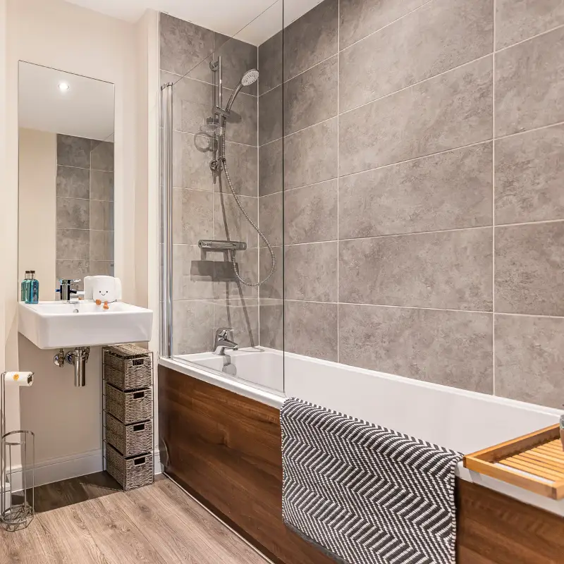 Modern bathroom at 8 Fossett Apartments, Addlestone