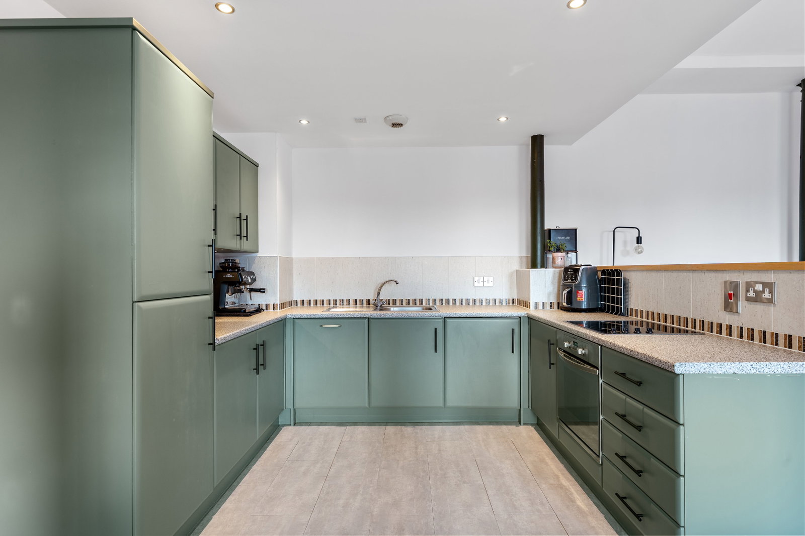 Fitted kitchen within the open-plan living space