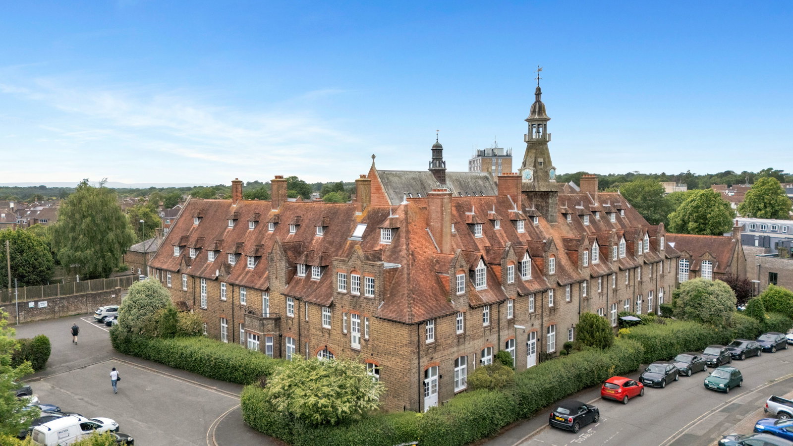 The Priory, a converted late-1800s landmark building in Haywards Heath, seen from above