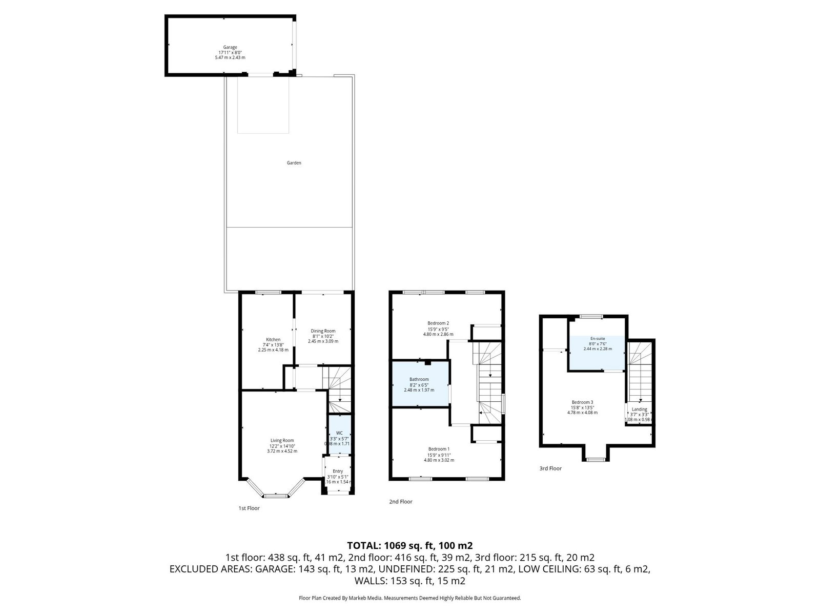 Floorplan of the property across three floors